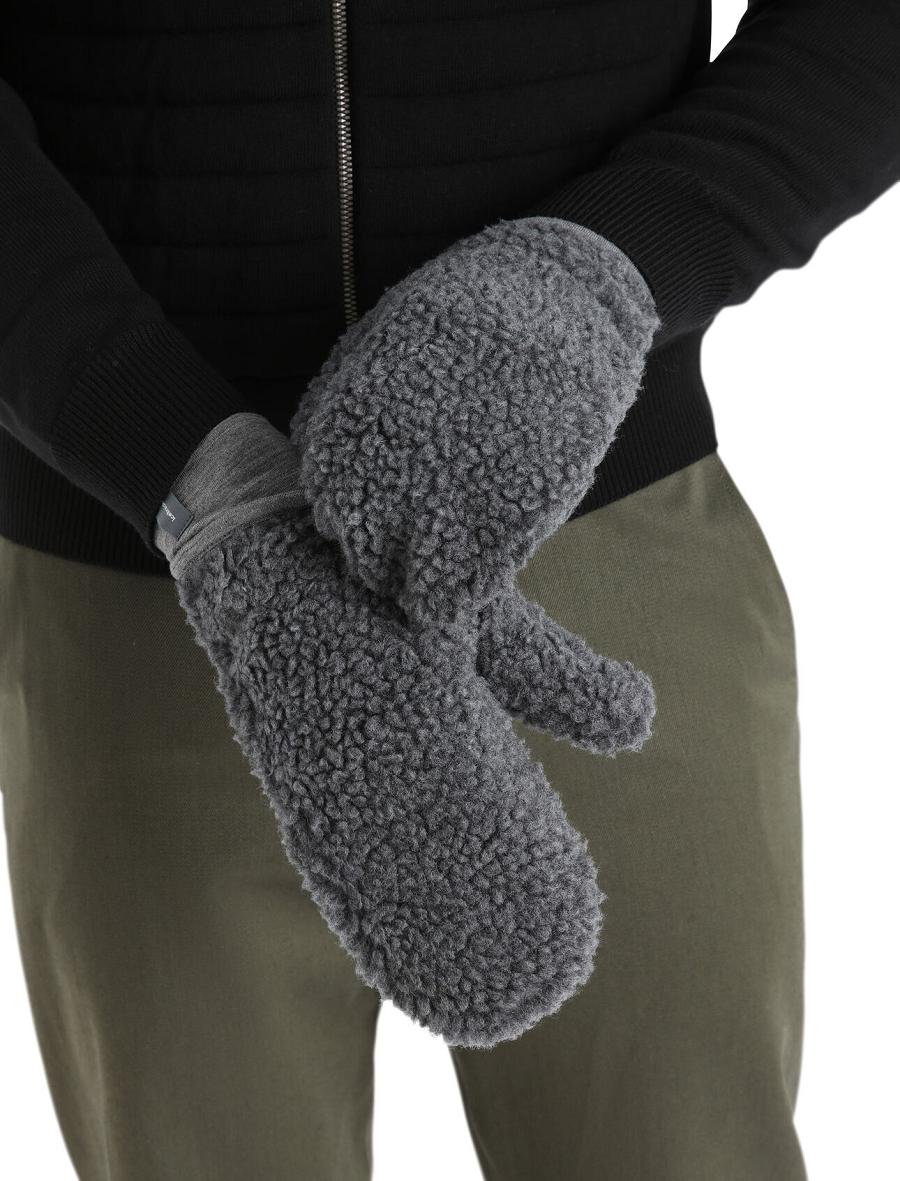 Gritstone Heather Icebreaker Unisex RealFleece™ Merino High Pile Mittens Men\'s Gloves | AU 1053EBCX